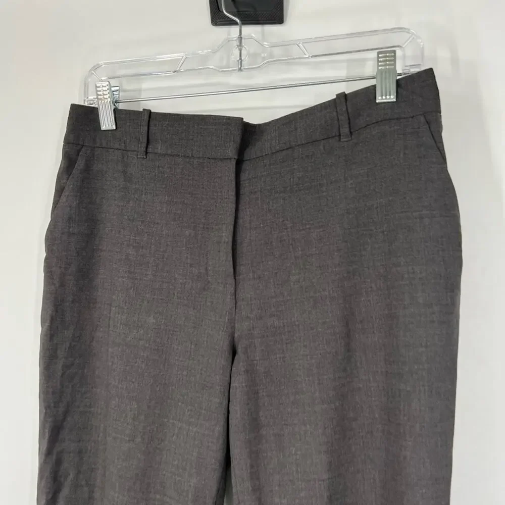 M.M. Lafleur Gray Mid-Rise Wool-Blend Trouser Pants